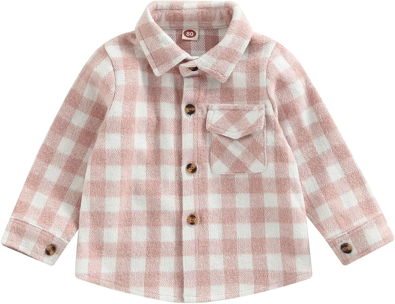 Toddler Baby Boys Girls Flannel Plaid Jacket Long Sleeve Lapel Button Down Pocketed Shirts Coats ... | Amazon (US)