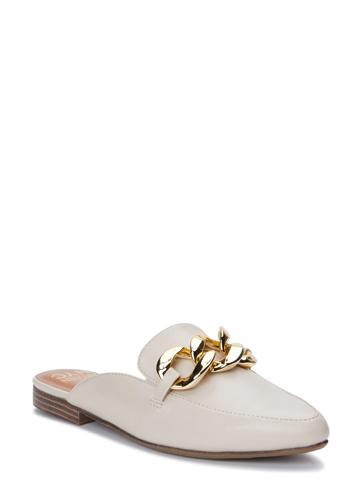 Madden NYC Women's Almond Toe Mules with Gold-Tone Chain - Walmart.com | Walmart (US)