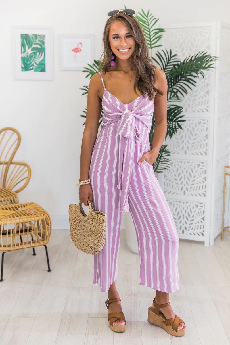 Dance My Way Purple Striped Jumpsuit | The Pink Lily Boutique