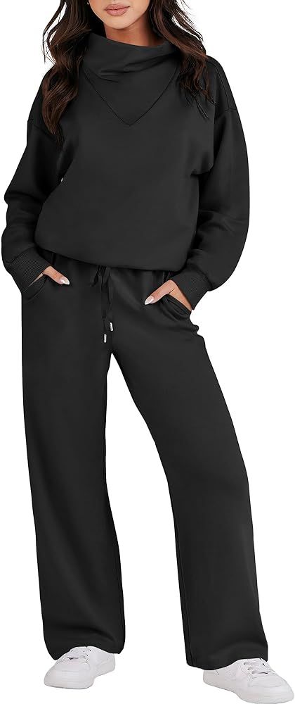 Caracilia Womens 2 Piece Outfits Sweatsuit Oversized Sweatshirt & Lounge Sweatpants Tracksuit Set... | Amazon (US)