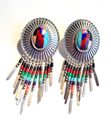 CAROLYN POLLACK RELIOS 925 QT NATIVE TRIBAL  SEMI PRECIOUS GEMSTONES EARRINGS | eBay | eBay US