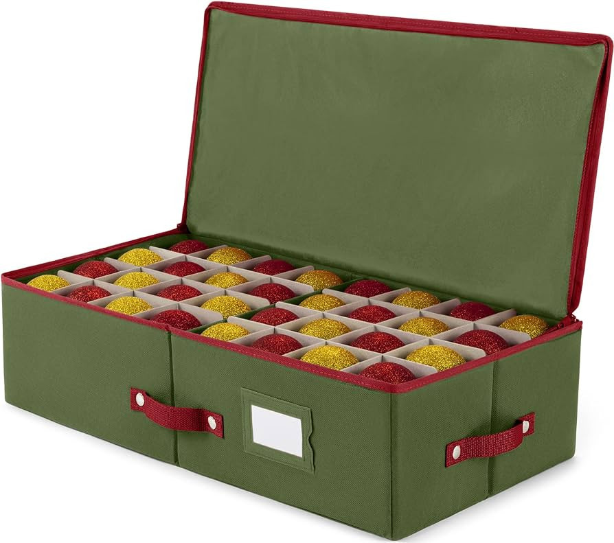 Zober Christmas Ornament Storage Box - Stores 64 Ornaments W/ Dividers - 600D Oxford Fabric Under... | Amazon (US)