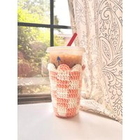 Checker Tumbler + Beer Can Cozy, Crochet Cup Iced Coffee Cozy, Drink Cozies Aesthetic Cute Gifts | Etsy (US)