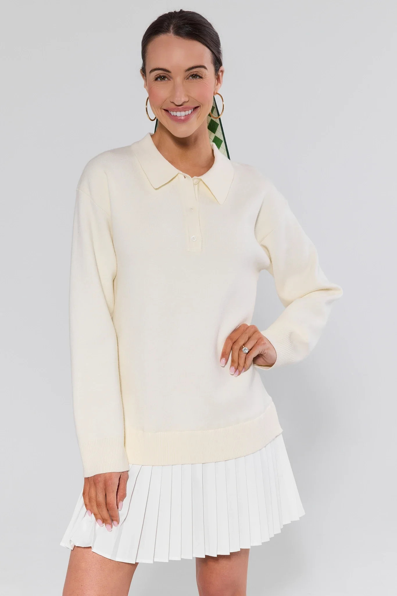 Mirabelle Cream Pleated Sweater Dress | Avara