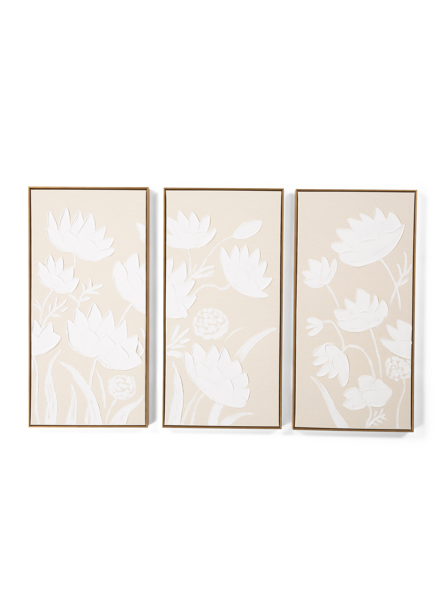 Set Of 3 20x40 Plastered Floral Wall Art On Linen Look Backing | Home | Marshalls | Marshalls