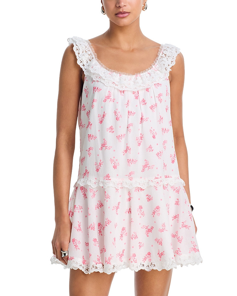 Aqua Ditsy Floral Lace Ruffle Mini Dress - Exclusive | Bloomingdale's (US)