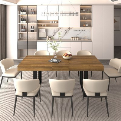 GDFStudio Diona Industrial Wooden Rectangle Extendable Dining Table, Brown | Target