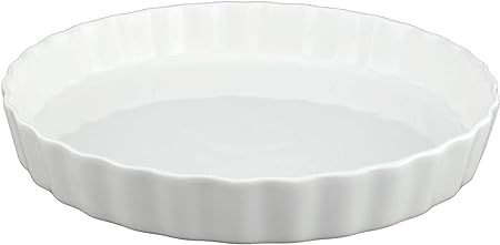 GOURMEX White, Round, Fluted Quiche Baking Dish | Ceramic Pan | Perfect for Baking Tart Pies, Cre... | Amazon (US)