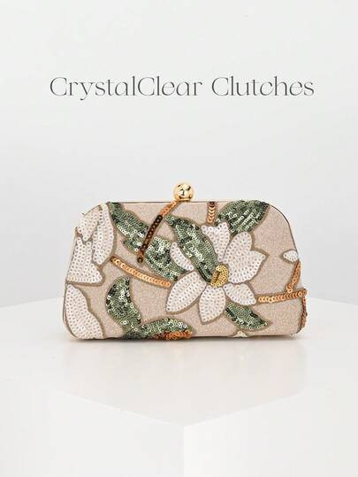Elegante bolso de mano cruzado con patchwork de hojas y flores multicolor brillante, para boda, c... | SHEIN
