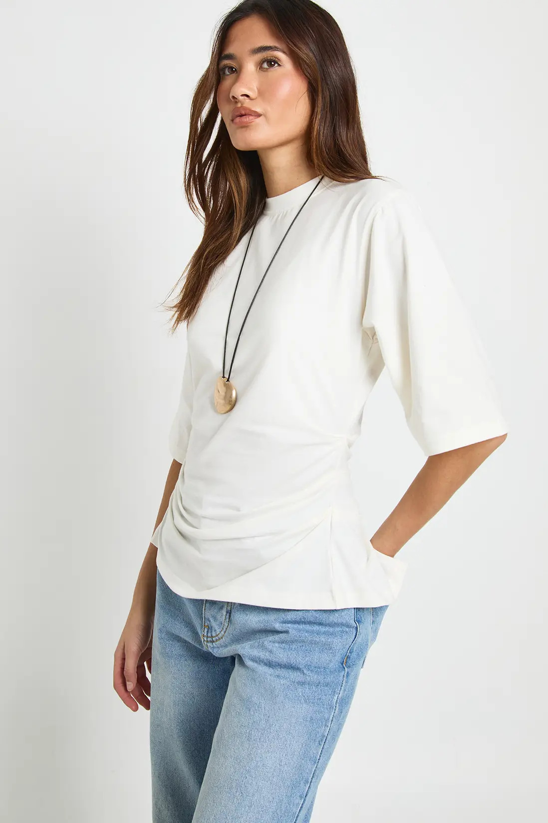 Cinched Waist Half Sleeve T-Shirt | Boohoo.com (UK & IE)