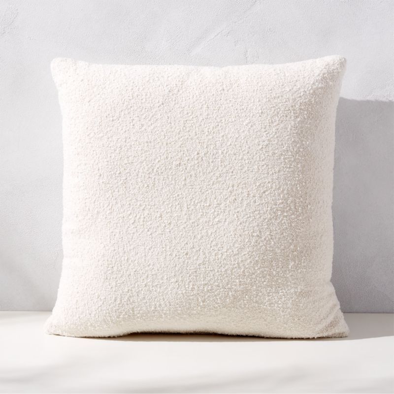 Silves Modern White Boucle Outdoor Throw Pillow 20'' + Reviews | CB2 | CB2