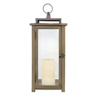 Stonebriar Collection Brown Rustic Candle Hurricane Lantern SB-5174C - The Home Depot | The Home Depot