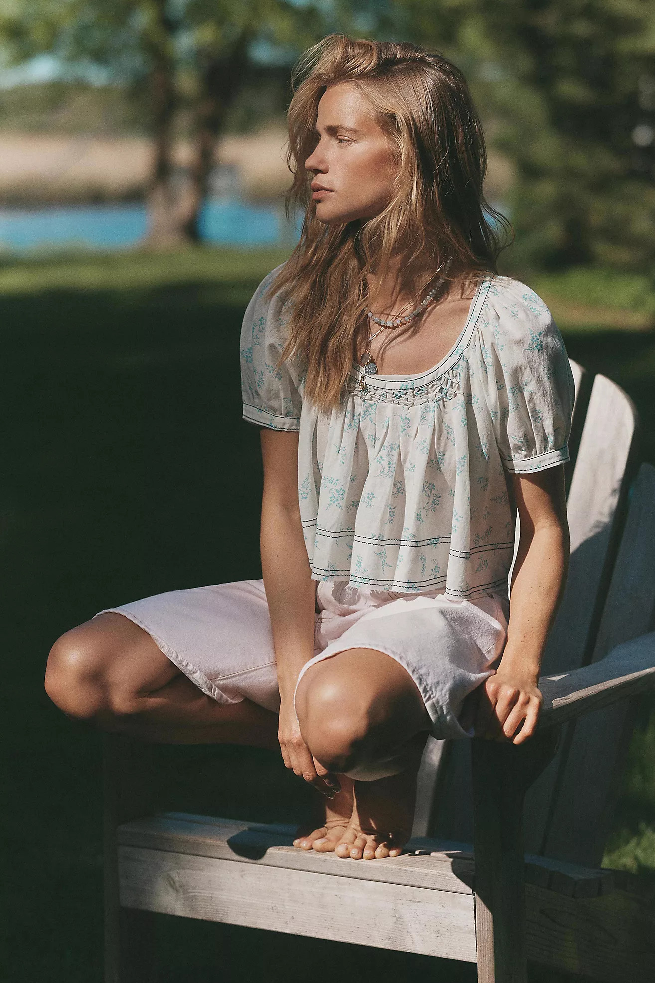 Pilcro Cotton-Blend Puff-Sleeve Cropped Blouse | Anthropologie (US)