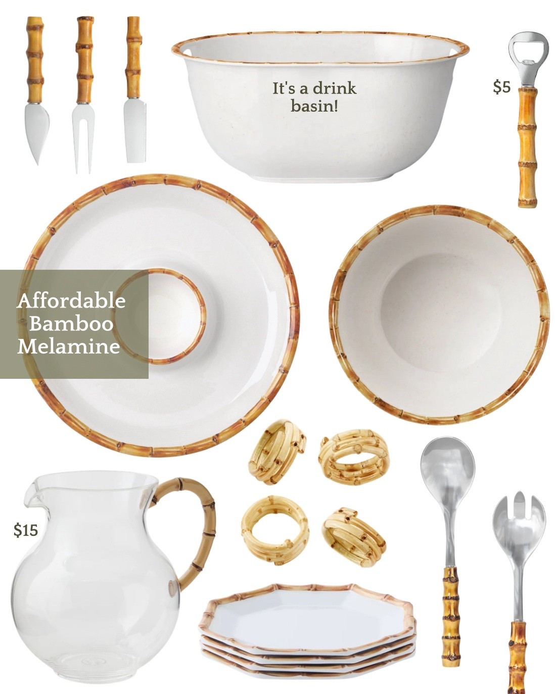 Affordable melamine plates, platters, serving pieces - bamboo trim/details. Shatterproof and perfect for outdoor entertaining, eating poolside!

#LTKfoodie #LTKHome #LTKSeasonal