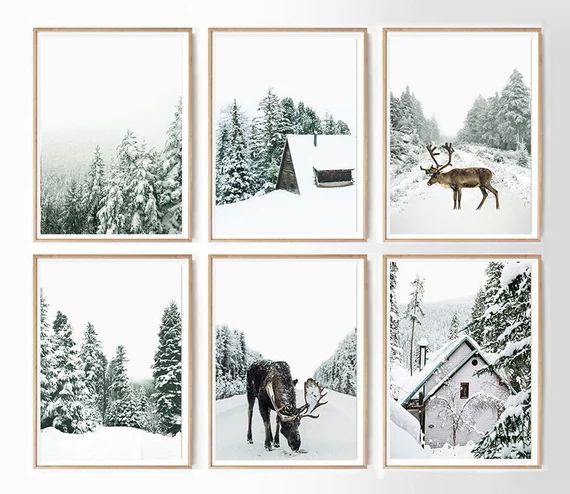 Holiday Decor Winter Set of 6 Snowy Snow Covered Forest | Etsy | Etsy (US)