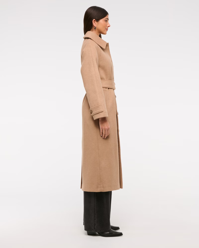 Wool-Blend Belted Coat | Abercrombie & Fitch (US)