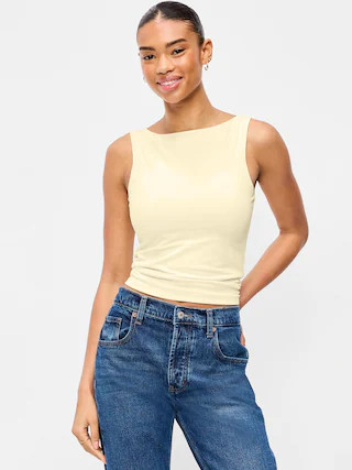 Hug Double-Layer Boat-Neck Top | Old Navy (CA)