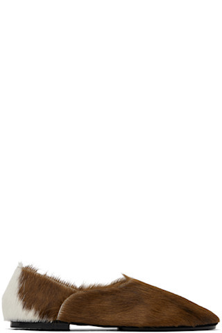 Brown & White Cow Pony Leather Loafers | SSENSE