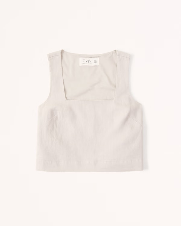 Premium Linen Squareneck Set Top | Abercrombie & Fitch (US)