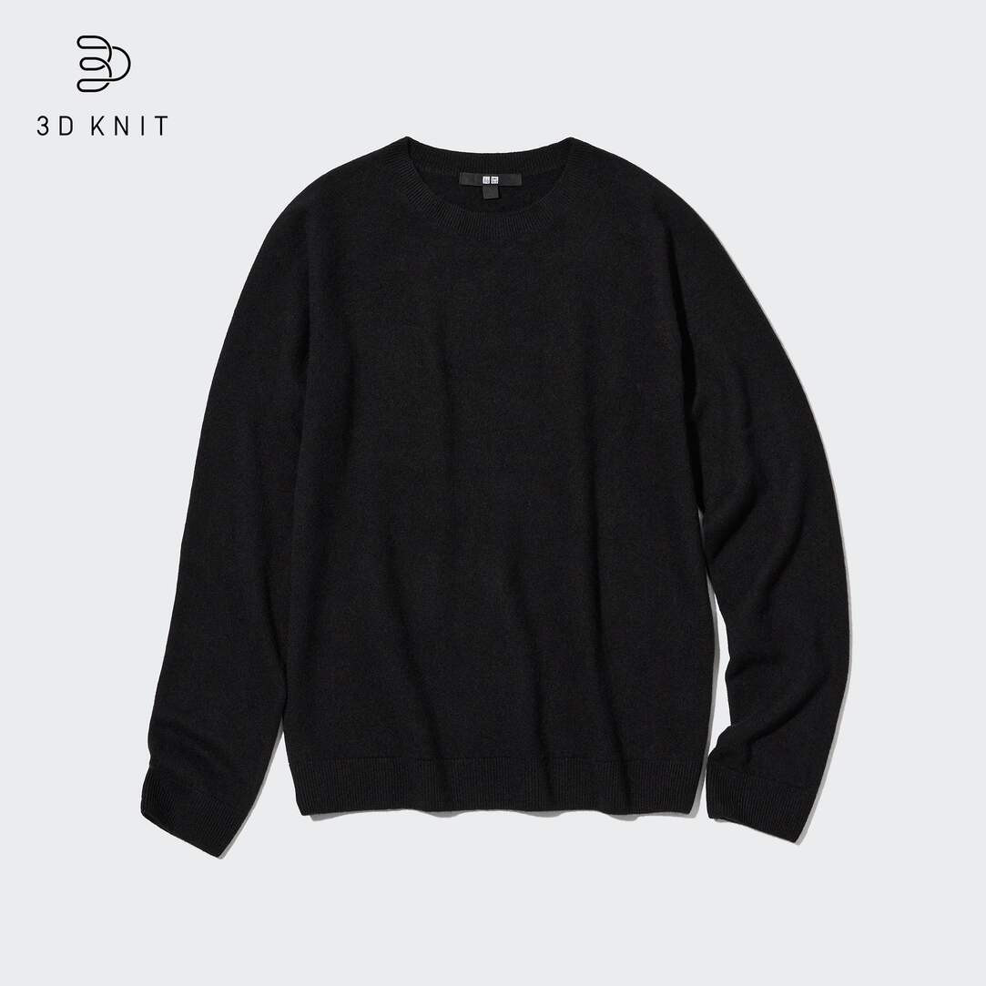 100% Cashmere 3D Knit Seamless Crew Neck Jumper | UNIQLO (UK)