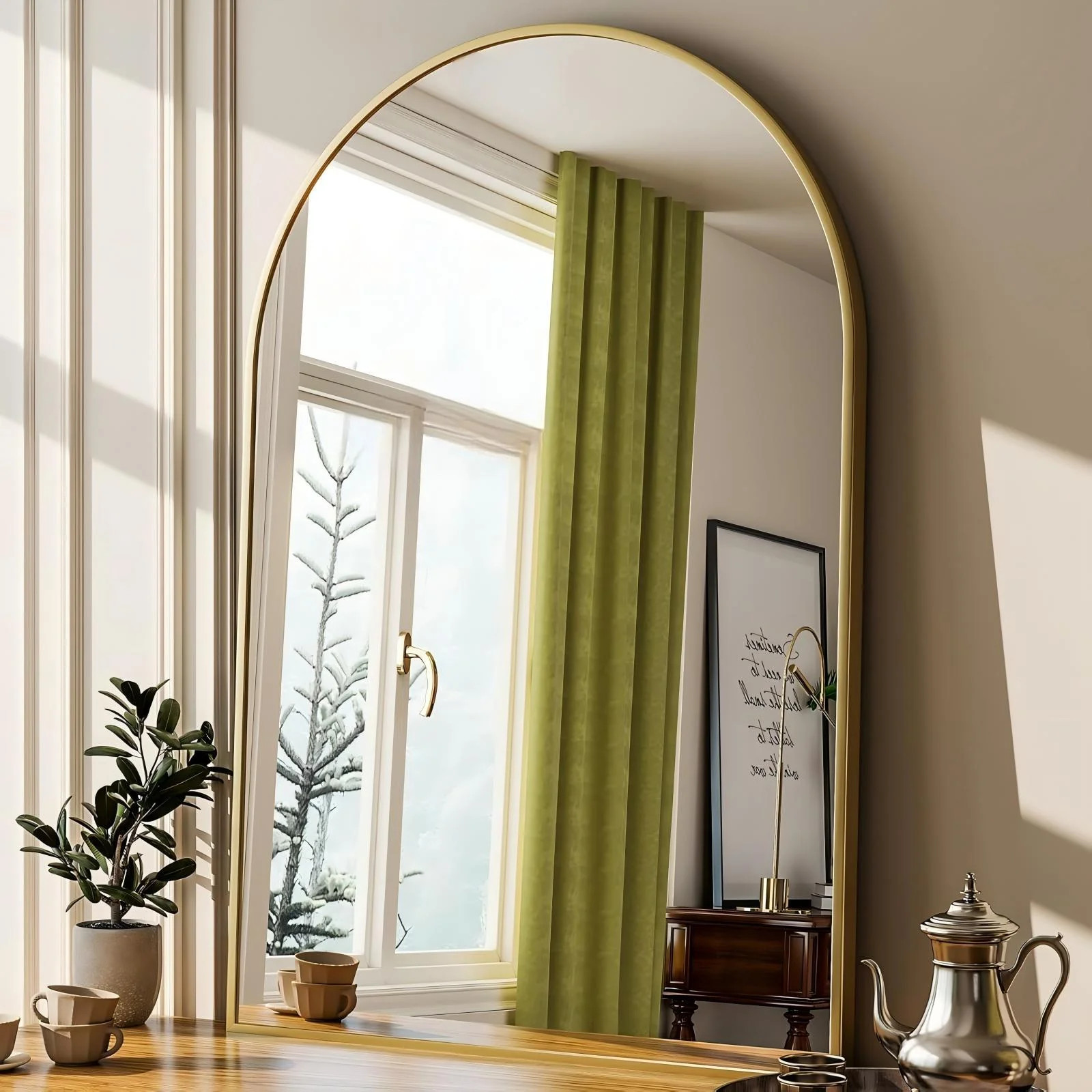 Mirrasia 32"x48" Arched Bathroom Mirror Wall Mounted Vanity Mirror,Gold | Walmart (US)