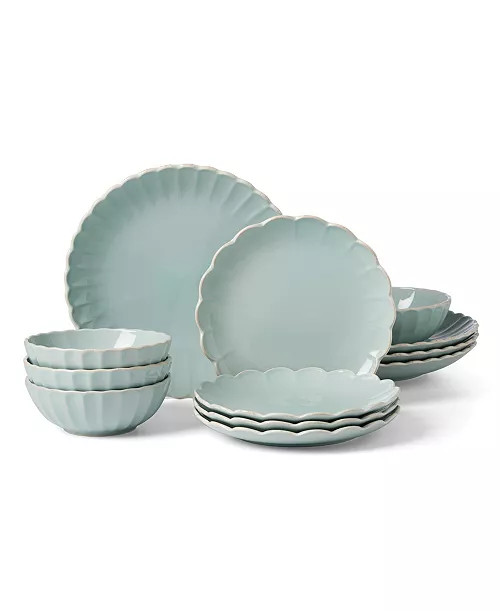 French Perle Scallop 12 Pc. Dinnerware Set, Service for 4 | Macy's