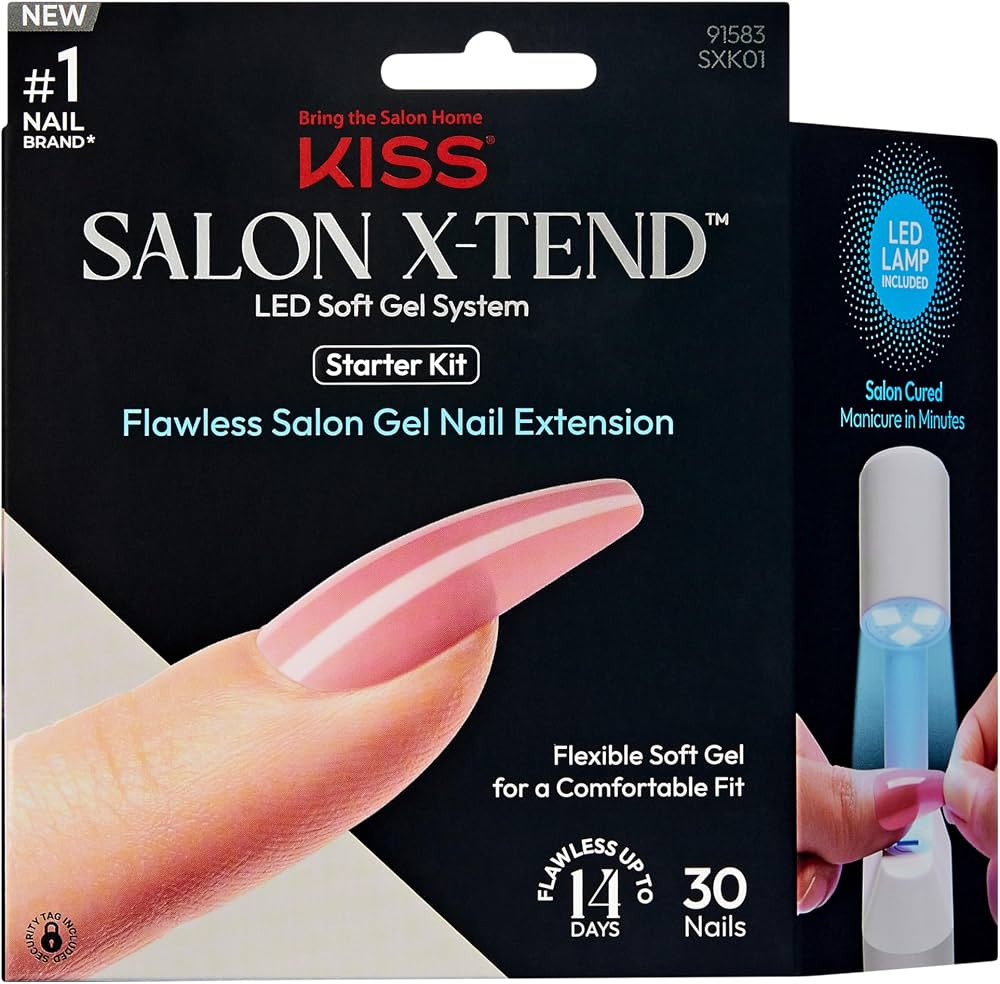 KISS Salon X-tend, Press-On Nails, Nail glue included, Tone', Medium Pink, Long Size, Coffin Shap... | Amazon (US)