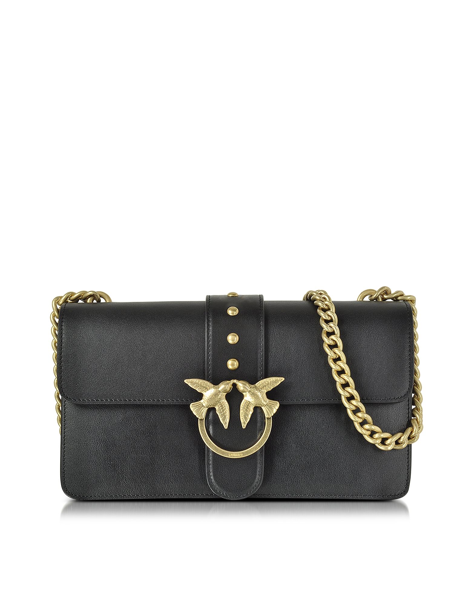 Pinko Handbags, Love Simply 2 Black Eco Leather Shoulder Bag | Forzieri EU