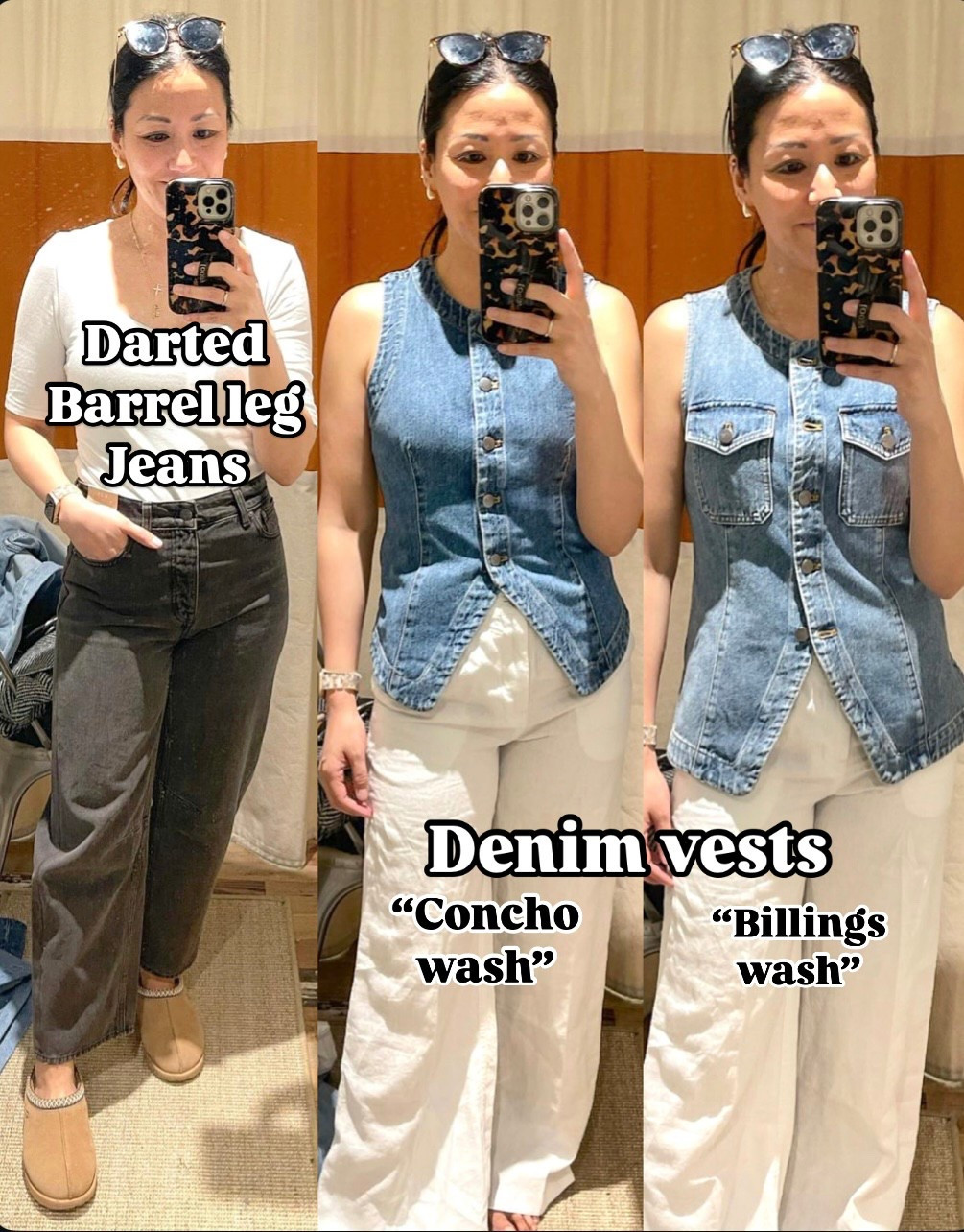 Size 25 jeans (would prefer my true 26)
Size 0 medium wash vest in center but need size 2
Size 2 vest (right)


#LTKSaleAlert #LTKFindsUnder100 #LTKxMadewell