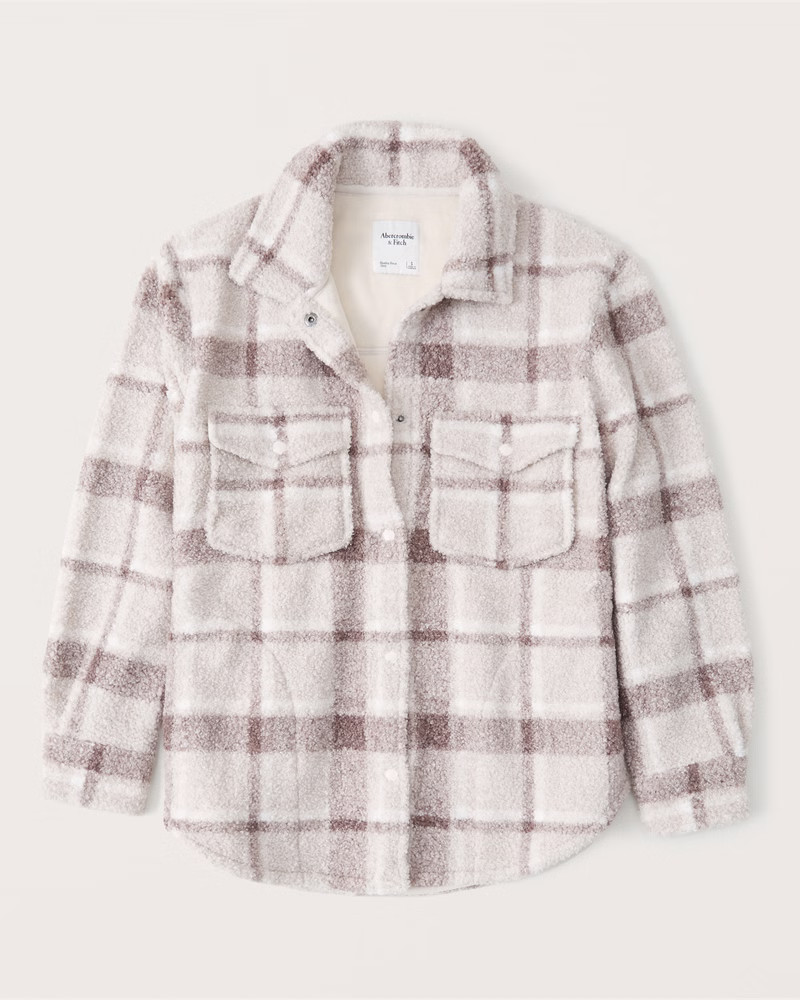 Women's Sherpa Shirt Jacket | Women's Tops | Abercrombie.com | Abercrombie & Fitch (US)