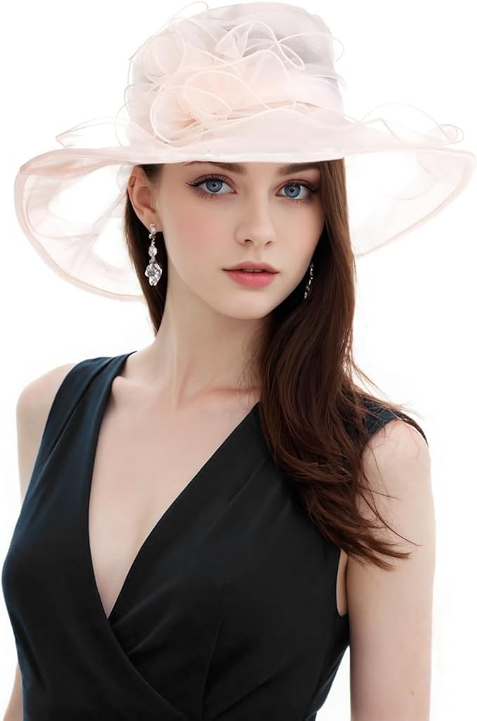 Kentucky Derby for Women 2025 Women's Elegant Organza Fascinator Sun Hat for Church, Tea Party, W... | Amazon (US)