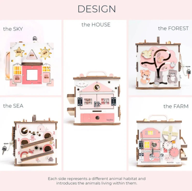 Busy Cube Medium Pink Montessori Educational Toy Activity | Etsy | Etsy (US)