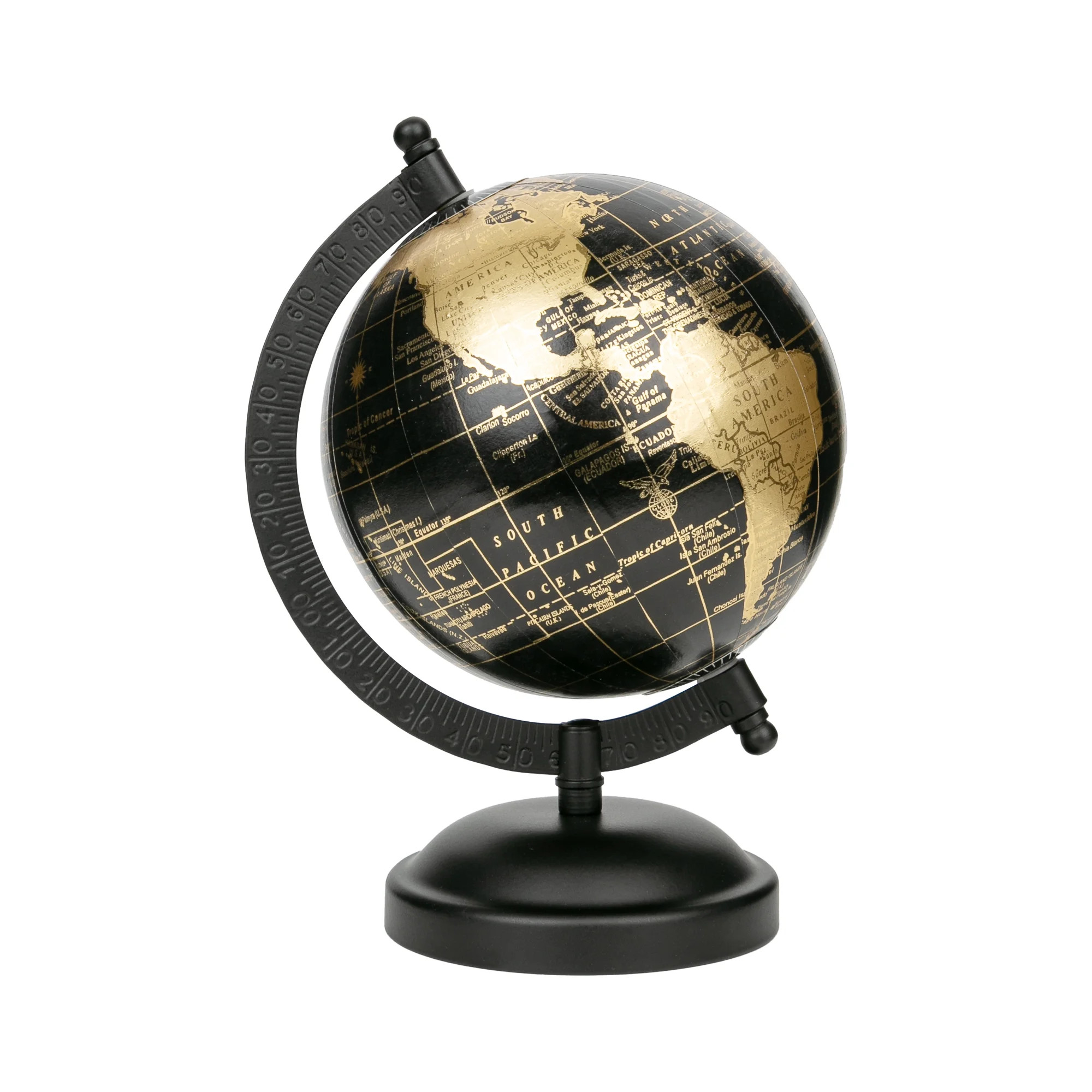 Mainstays Black and Gold 5.75" x 8" x 5" Tabletop Decorative Globe | Walmart (US)