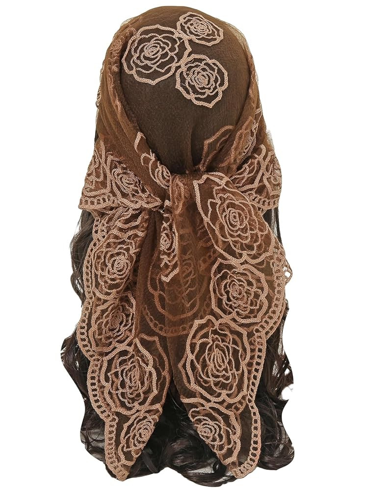Floerns Women's Flower Embroidery Hair Scarf Headband Sheer Lace Hair Bandana | Amazon (US)