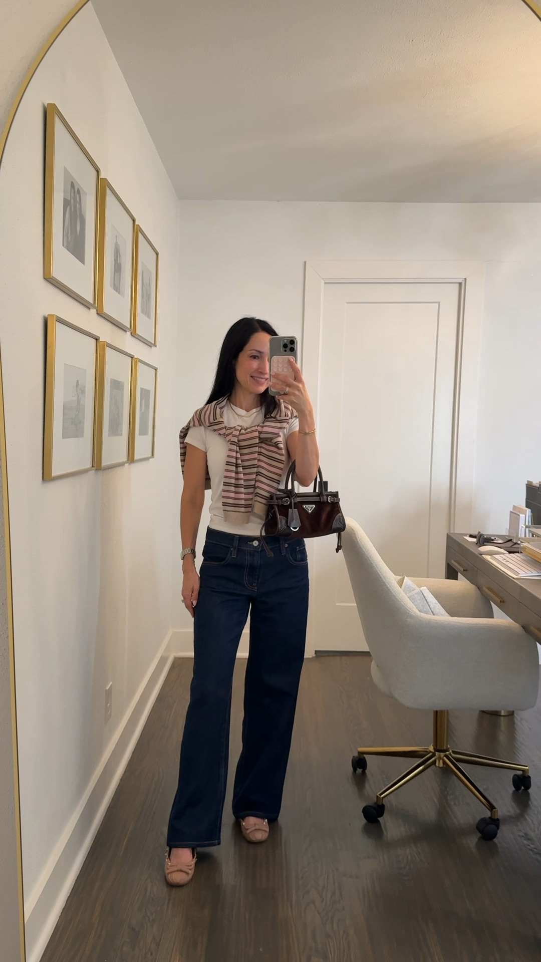 Ootd for Friday lunch with the girls🤎 @oldnavy Low rise loose jeans (under $50!)! The Prada bag I’m obsessed with from @Keeks Designer Handbags , use code Andrea50