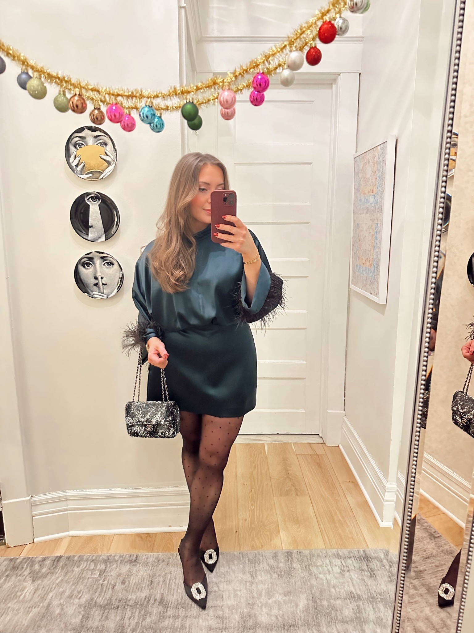 Holiday party perfection ✨
Wearing this chic Zara mini dress styled with polka dot sheer tights, Amazon Amina Muaddi dupe heels, and a sparkly evening purse for the perfect festive finish. This is such an easy holiday dress outfit for cocktail parties, Christmas events, or a night out. Everything linked on LTK ✨🖤 #holidayoutfit #holidaydress #zaradresses #sheertights #polkadottights #holidaypartyoutfit #festivefashion #aminamuaddidupes #amazonheels #winteroutfitideas #cocktailpartylook #ltkwinter #ltkholidaystyle #ltkfashionfinds


#LTKootd #LTKMidsize #LTKHoliday