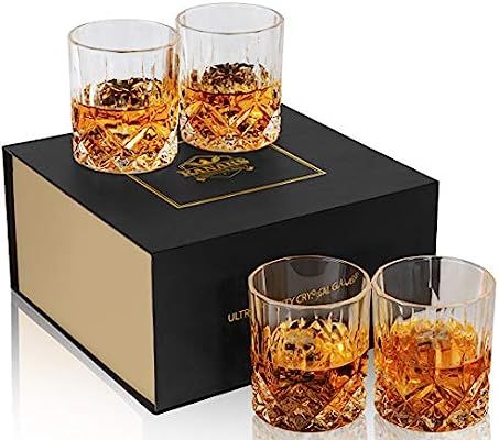 KANARS Old Fashioned Whiskey Glasses with Luxury Box - 10 Oz Rocks Barware For Scotch, Bourbon, L... | Amazon (US)