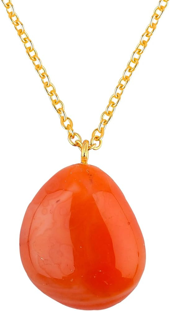 TGH Handmade Carnelian Tumble Crystal Pendant Necklace – Genuine Carnelian – Vitality & Creat... | Amazon (US)