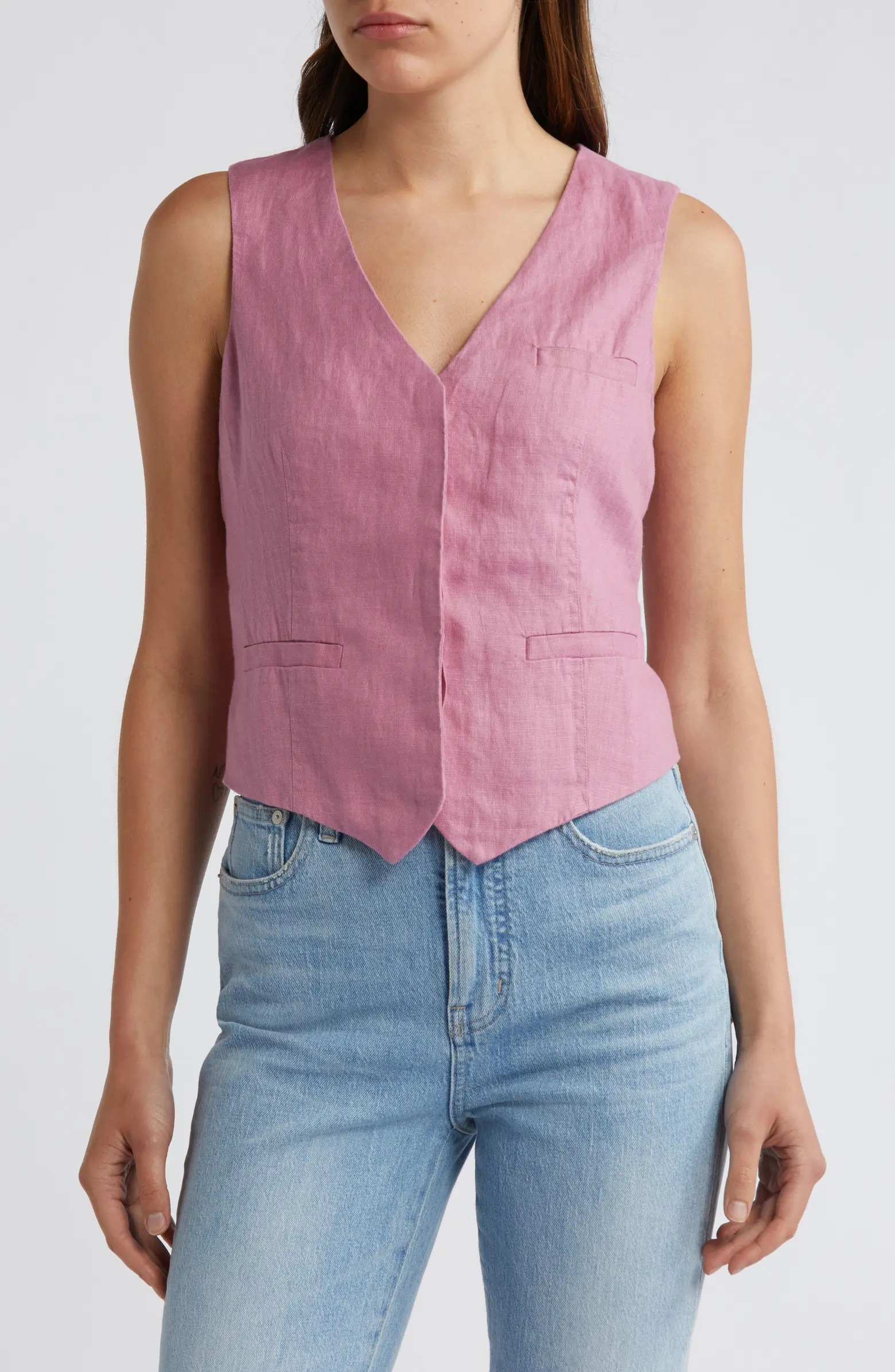 Madewell Single Breasted Linen Vest | Nordstrom | Nordstrom
