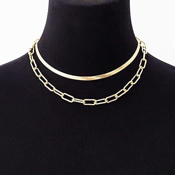 BaubleStar Link Layered Necklace Gold Layering Paperclip Chain Choker for Women | Amazon (US)