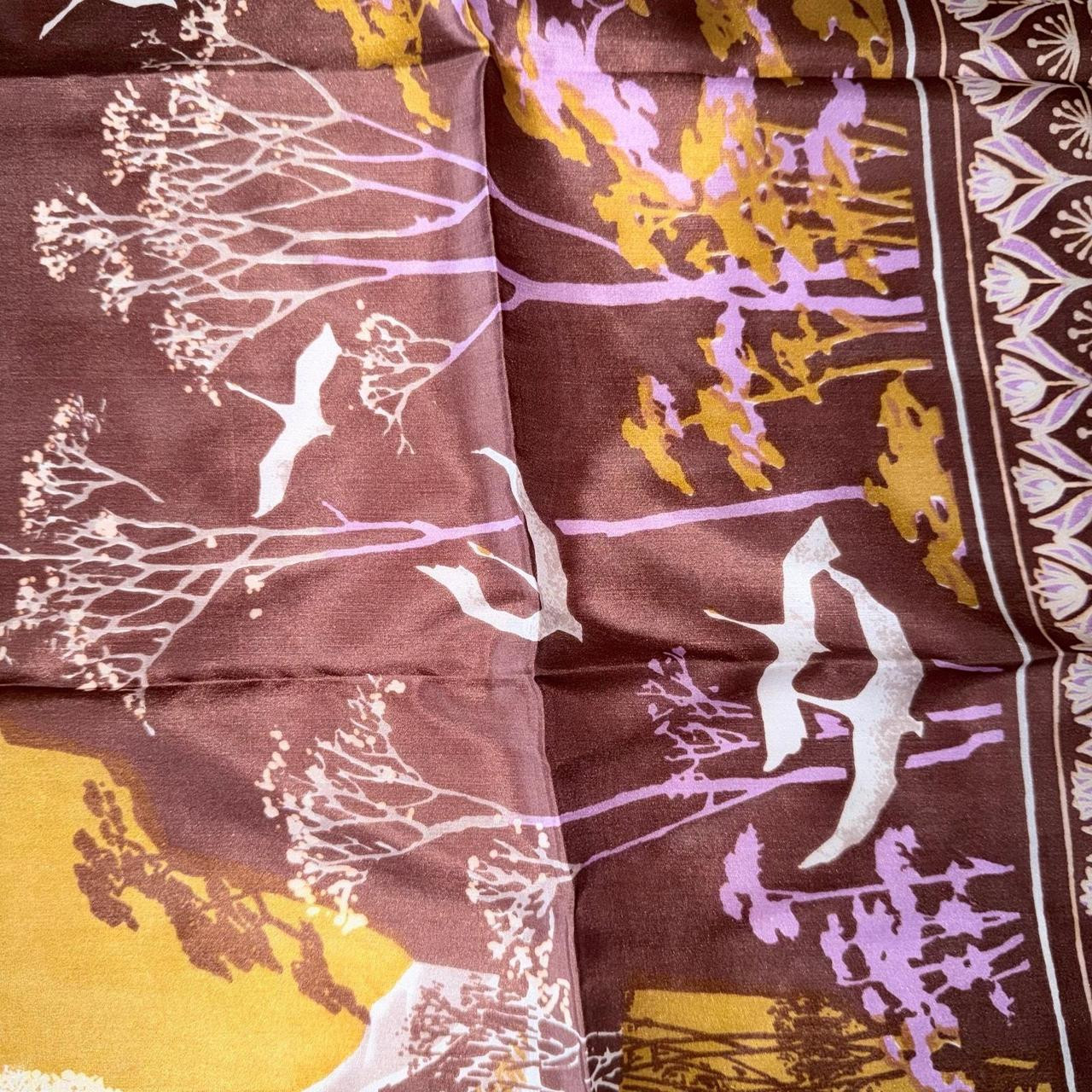 Vintage silk Great Wall of china asian scarf square... | Depop | Depop US