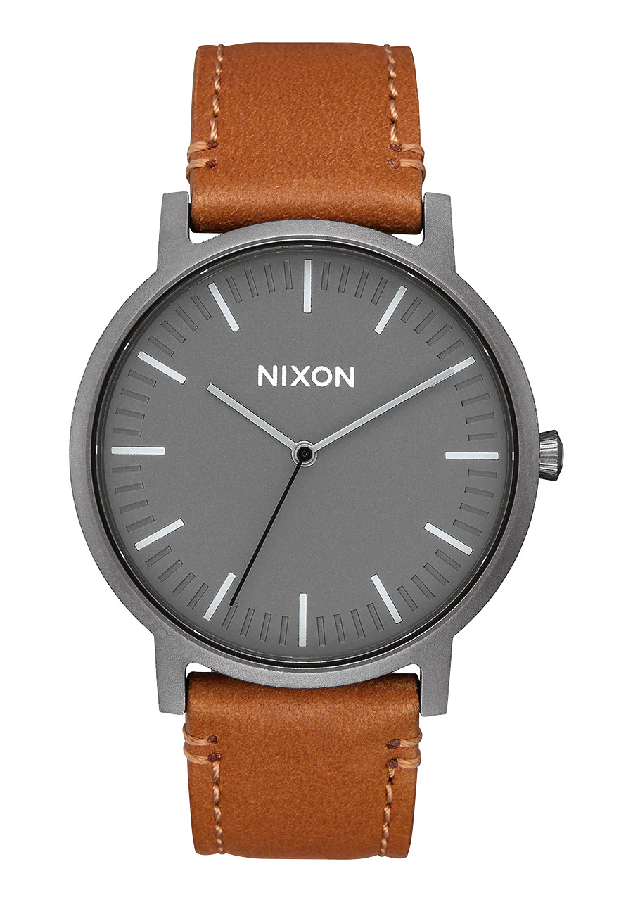 Porter Leather Watch | Gunmetal / Charcoal / Taupe | Unisex Leather | Nixon (US & Canada)