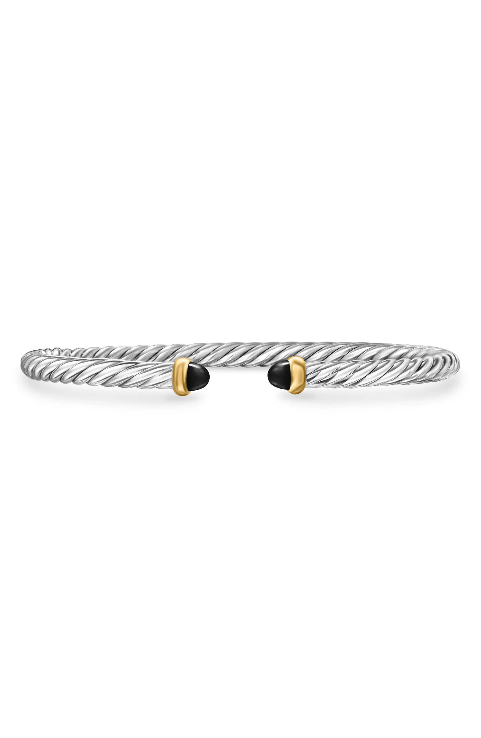 Cable Flex Bracelet in Sterling Silver with 14K Yellow Gold, 4mm | Nordstrom