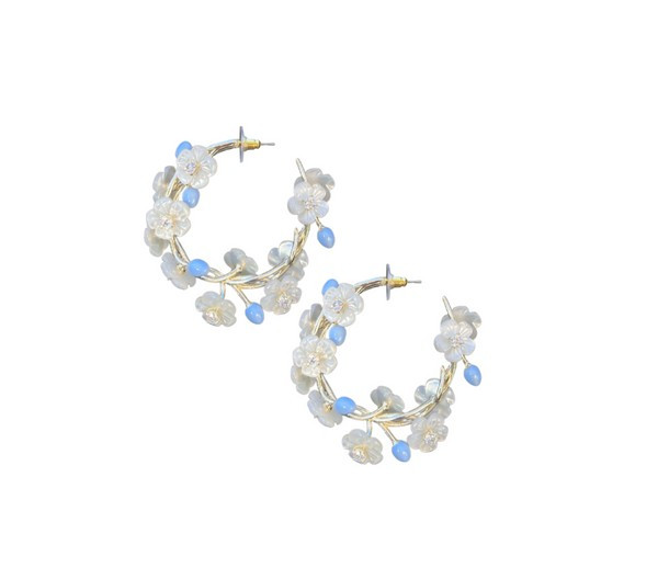 pre-order: Blooming Vines Hoops + Blue Buds | Nicola Bathie Jewelry