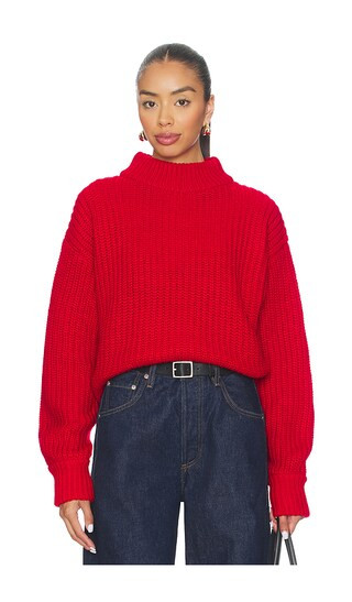 Chunky Knit Mock Neck Sweater in Chili001 | Revolve Clothing (Global)