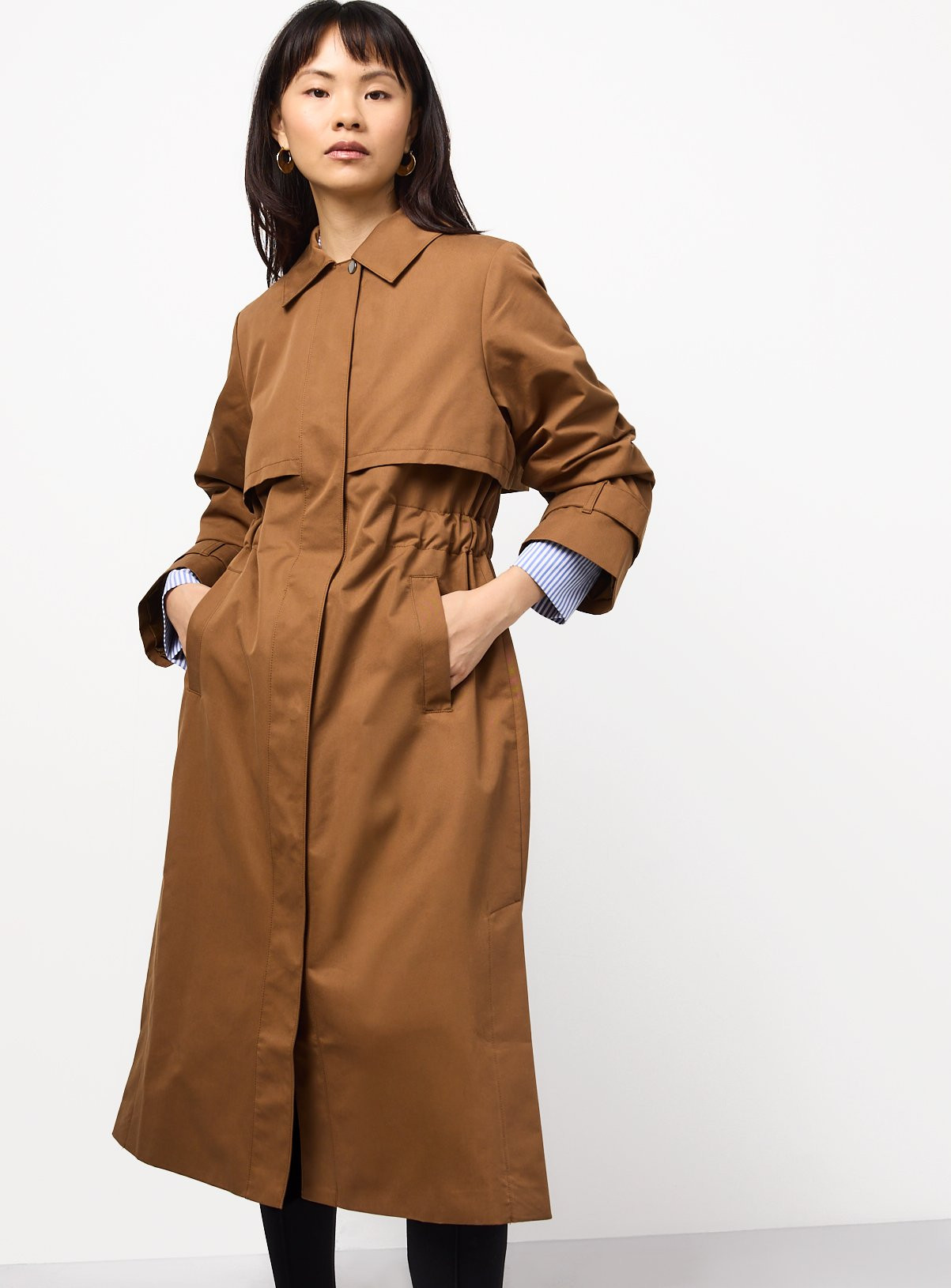 Camel Waist Detail Trench Coat S | Tu Clothing