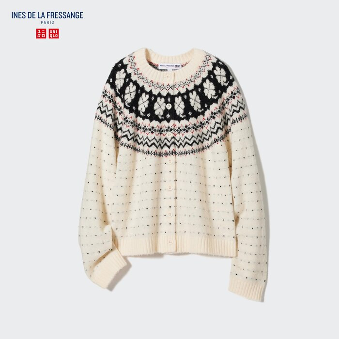 Jacquard Crew Neck Long-Sleeve Cardigan (Ines de la Fressange) | UNIQLO (US)