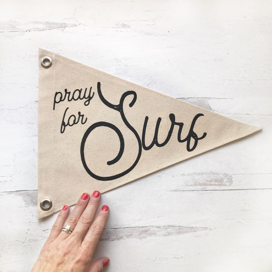 Pennant Flag Beach Wall Decor Pray for Surf Wall Art Banner - Etsy | Etsy (US)