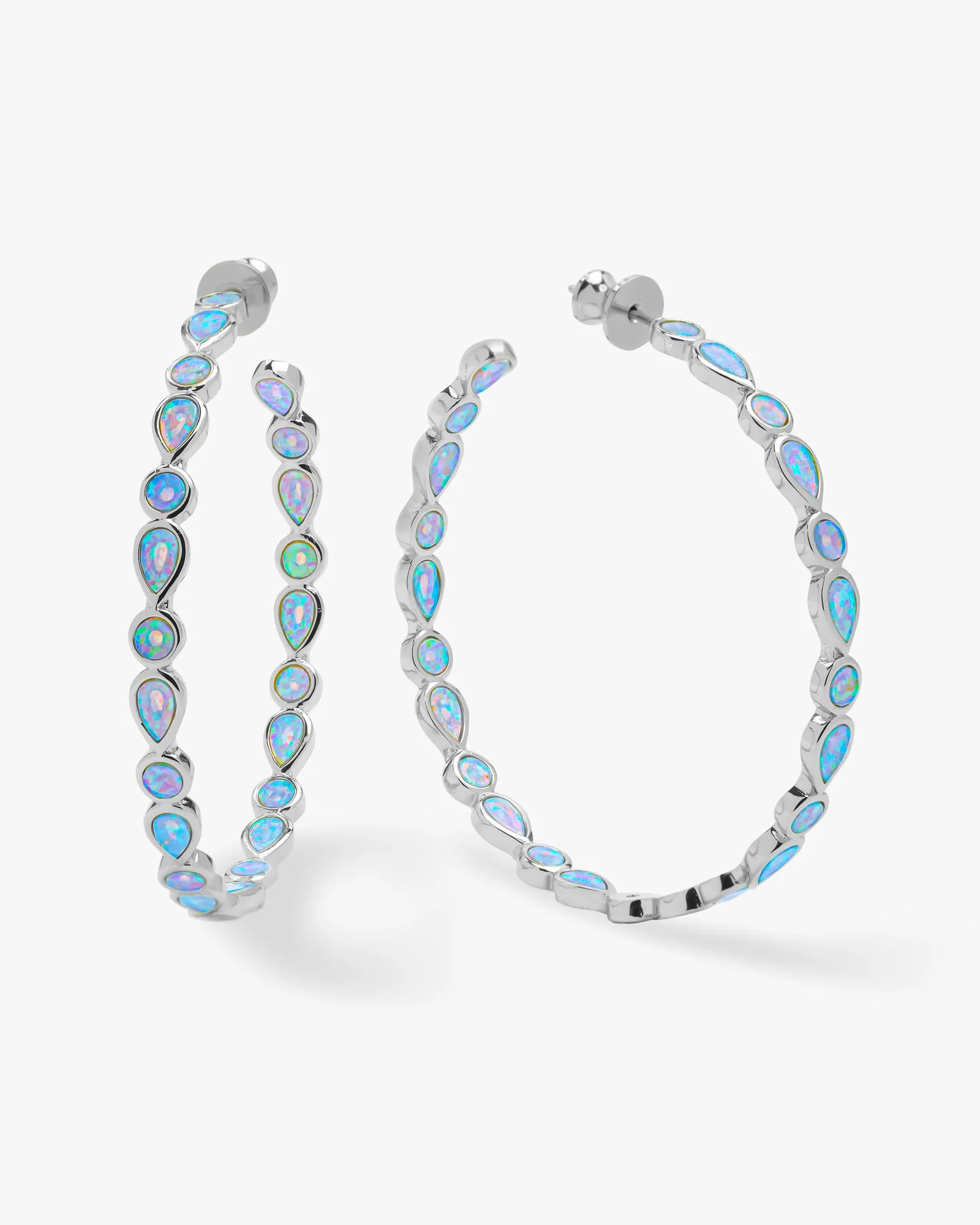 Isla Hoops 2" - Silver|Blue Opal | Melinda Maria Jewelry
