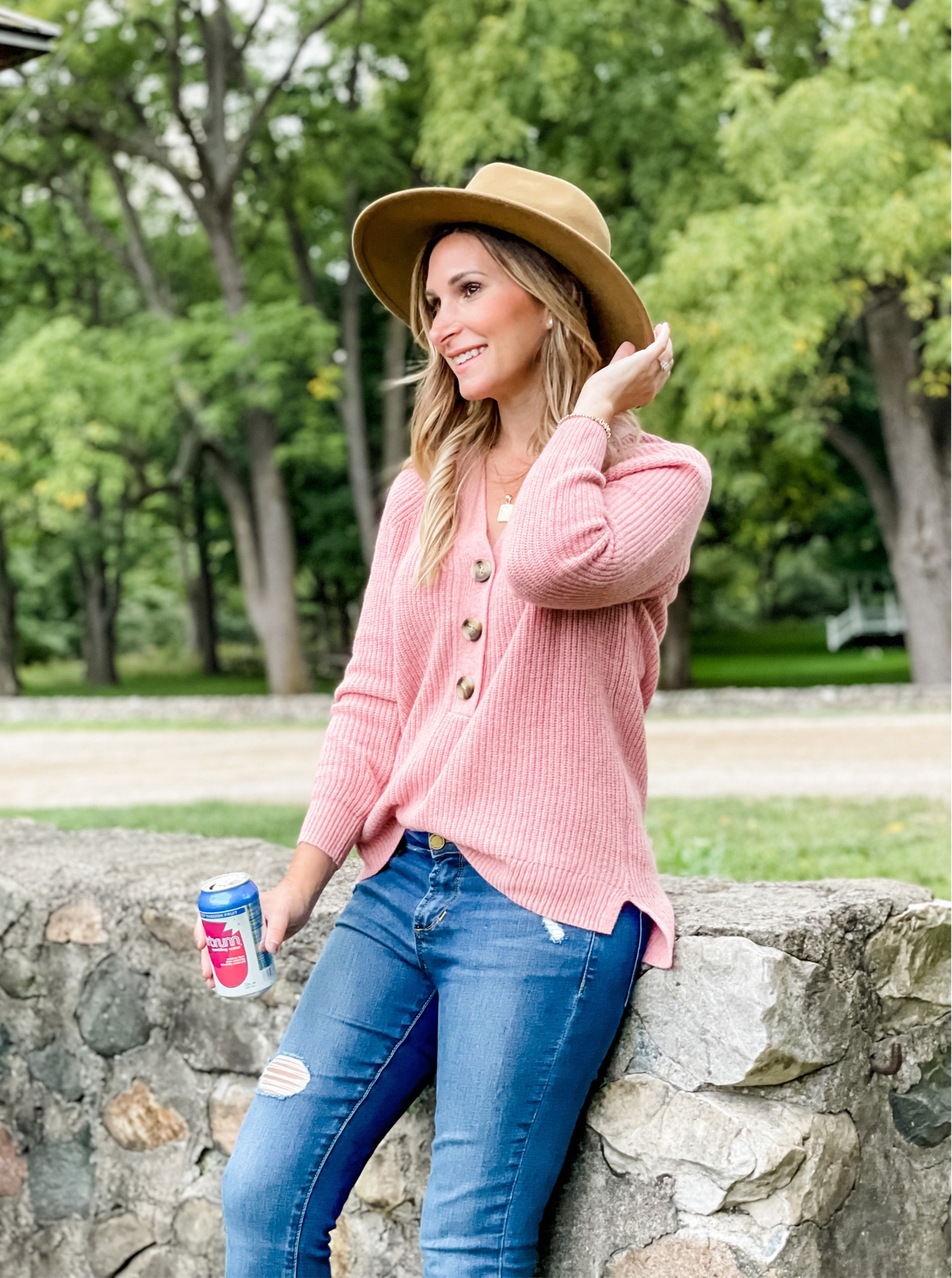 Madewell Henley sweater, wearing size xs. Brixton fedora hat, size small. Fall outfit inspo 

#LTKstyletip #LTKSeasonal #LTKunder100